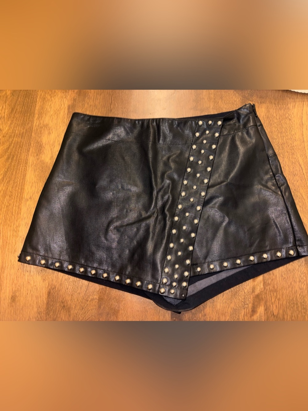 Black Studded Faux Leather Mini Skirt
